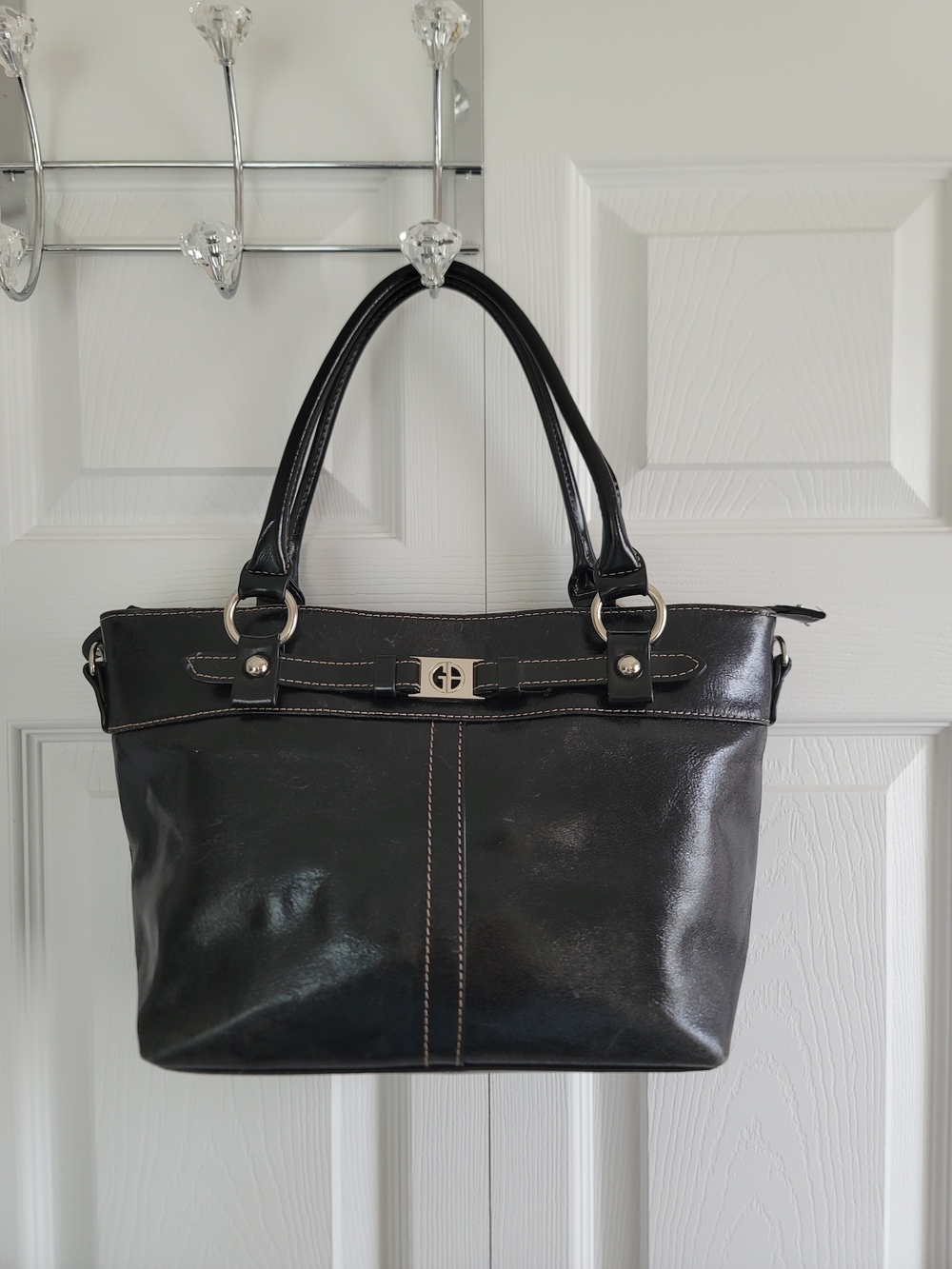 Giani Bernini Black Satchel with Silver Hardware